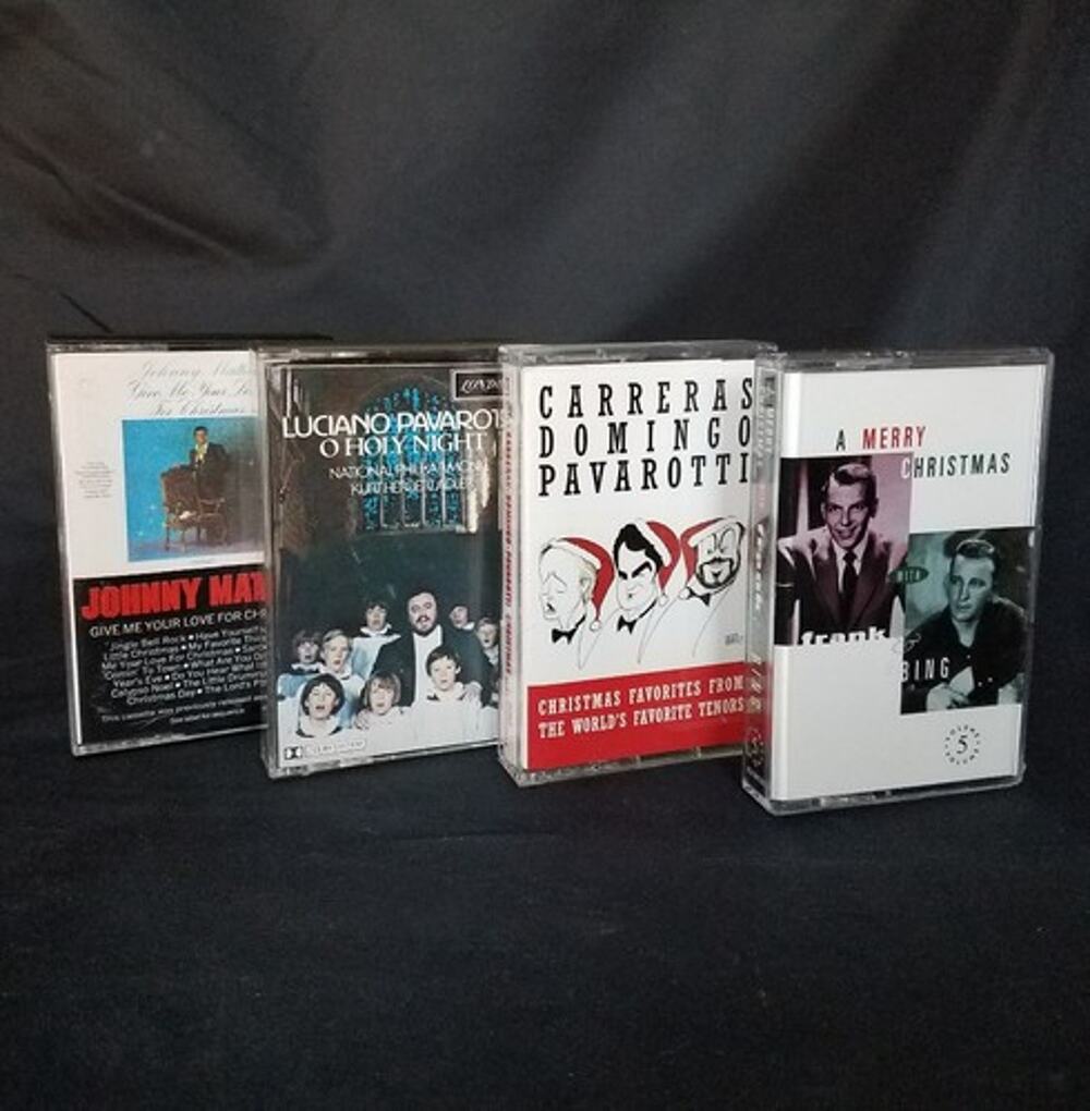 Lot of Four Christmas Audio Cassette Tapes Frank & Bing Pavarotti Domingo Mathis